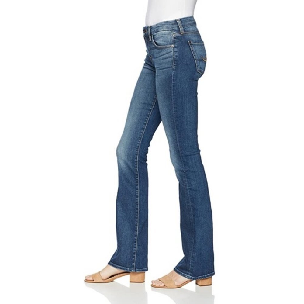 7 For All Mankind 7Fam Low Rise Boot Cut Medium Wash Blue Jeans Size 32 - Picture 3 of 16